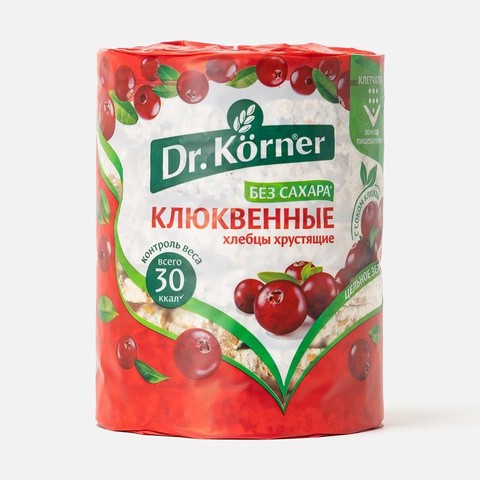 Хлебцы Dr. Körner, хрустящие, рисовые, злаковый коктейль, клюквенный - Фотография
