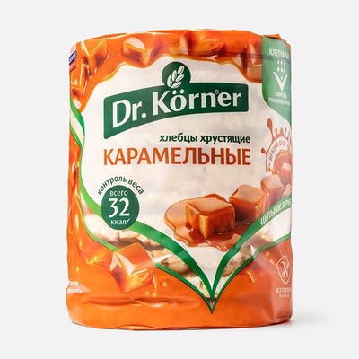 Хлебцы Dr. Körner, хрустящие, кукурузно-рисовые, карамельные