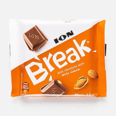 Из Греции: Шоколад ION Break молочный, с цельным миндалём