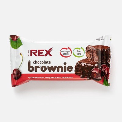 Пирожное ProteinRex Chocolate Brownie, 12% протеина, вишнёвое